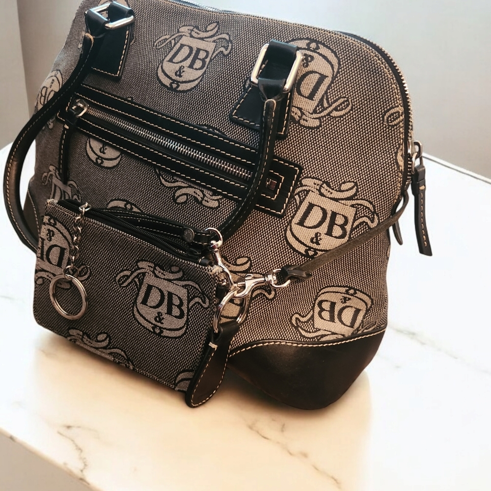 Dooney Bourke Db Domed Satchel Purse Bag Monogram Wristlet Black